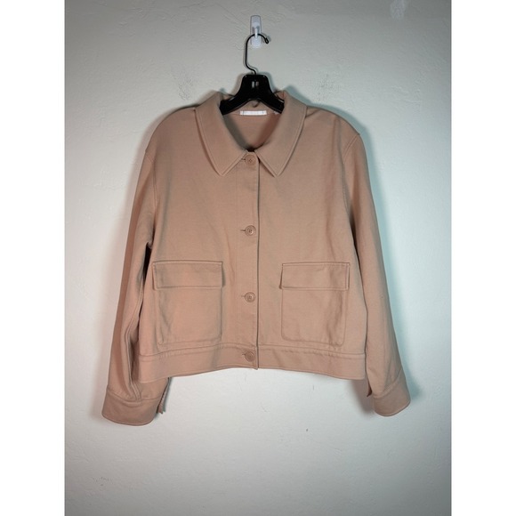 Uniqlo Jackets & Blazers - Uniqlo Jersey Relaxed Jacket Tan Beige Button Front Utility Chore Coat 474176 M